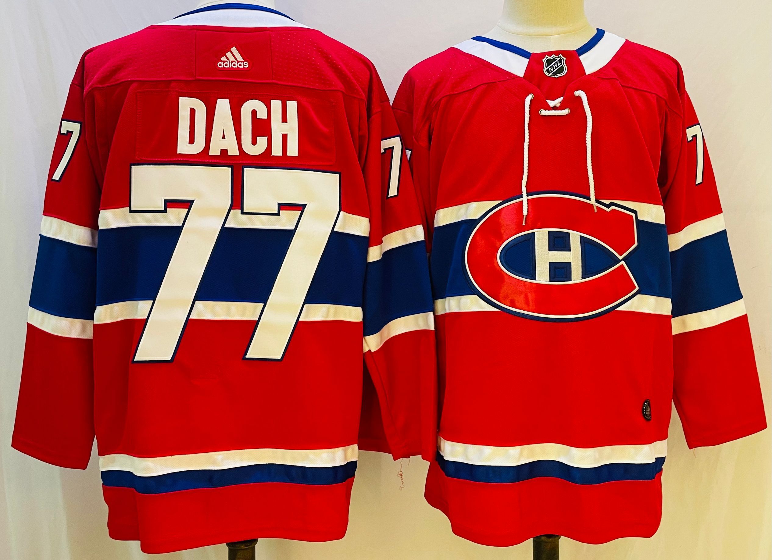 Men Montreal Canadiens #77 Dach Red Throwback 2022 Adidas NHL Jersey->montreal canadiens->NHL Jersey